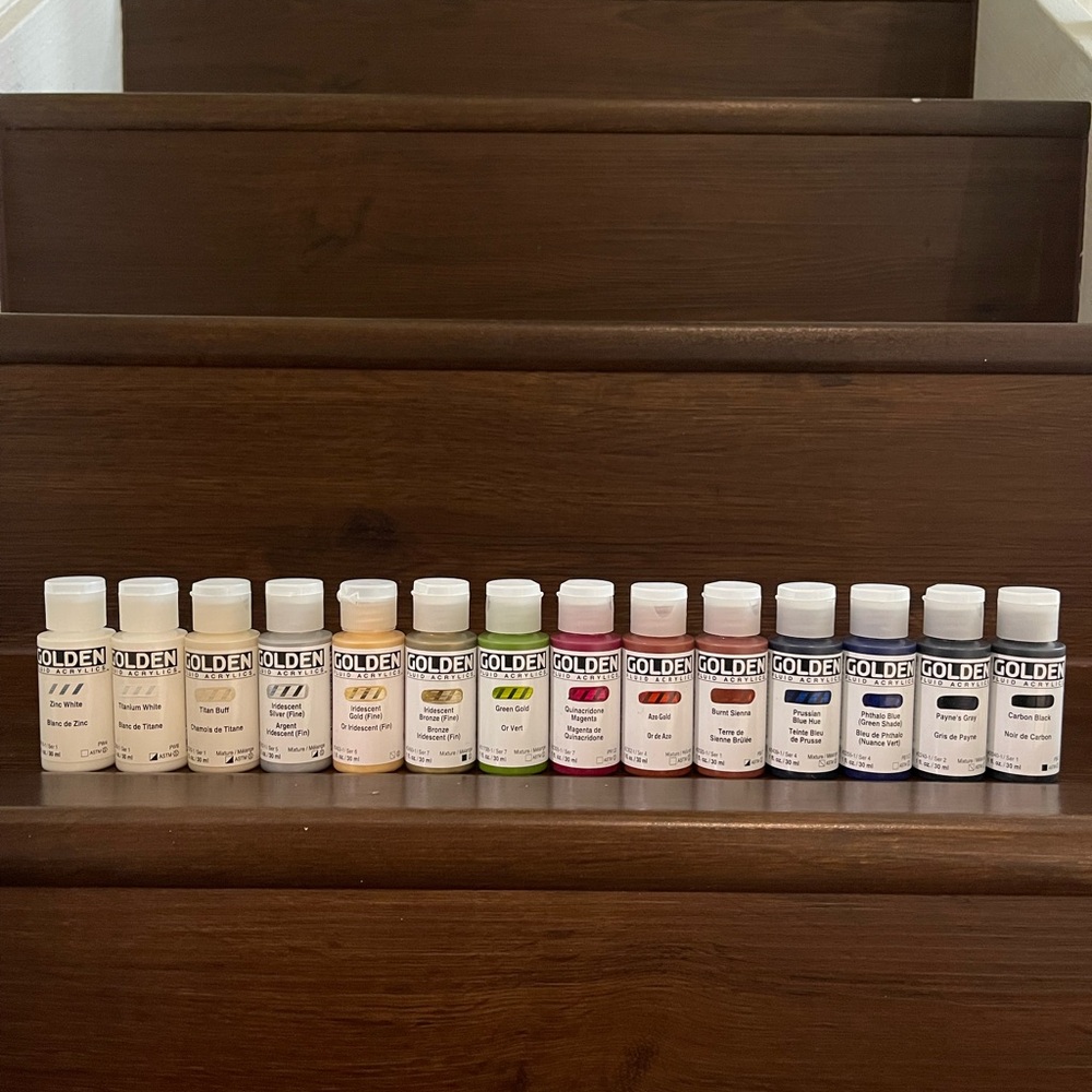 Golden Fluid Acrylics Multicolored Paint Bundle - Light (14 Colors / 1fl oz)